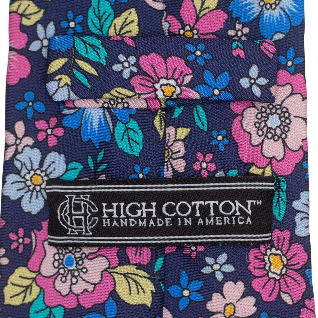 Garden Party Floral Necktie - Navy High Cotton