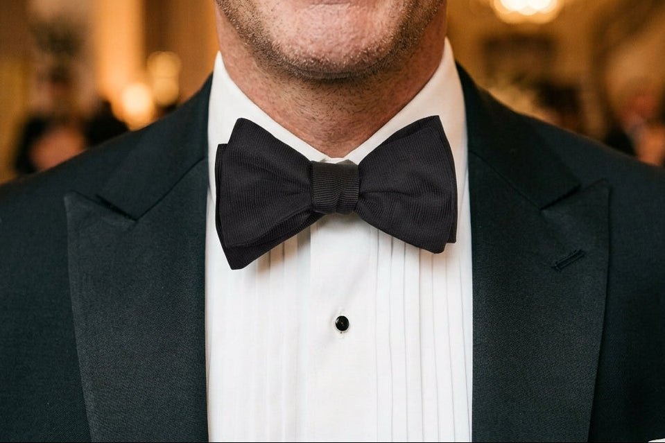 Black Faille Silk Bow Tie