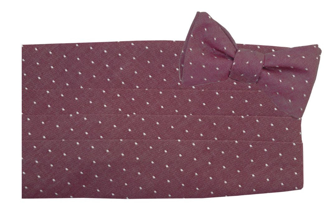 Burgundy Dot Chambray Cotton Cummerbund Set