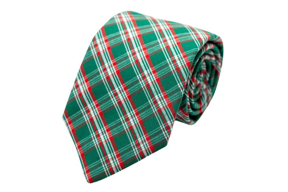 Green Holiday Plaid Necktie High Cotton