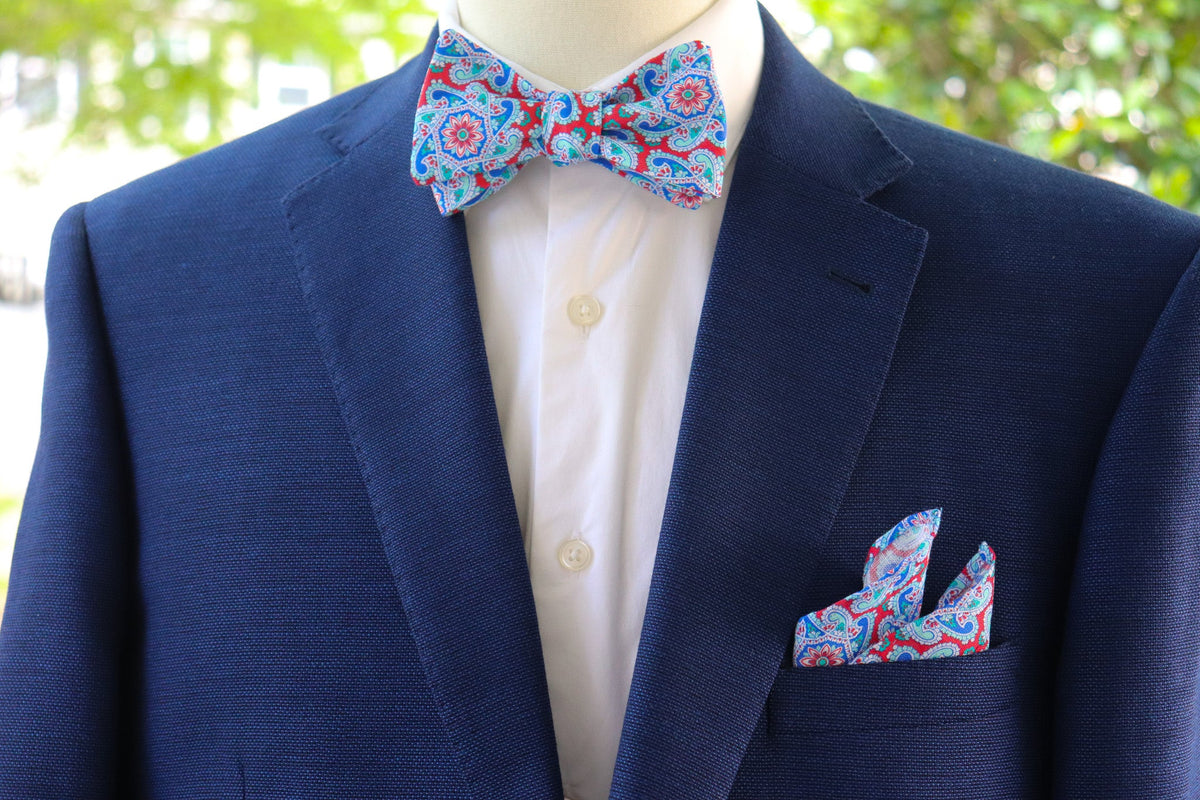 Red Derby Paisley Bow Tie High Cotton