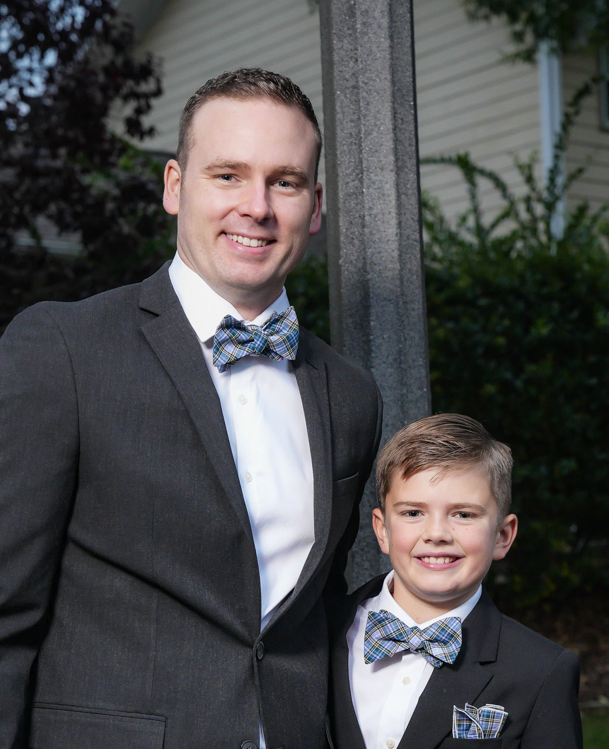 Big Sky Blue Plaid Cotton Bow Tie High Cotton