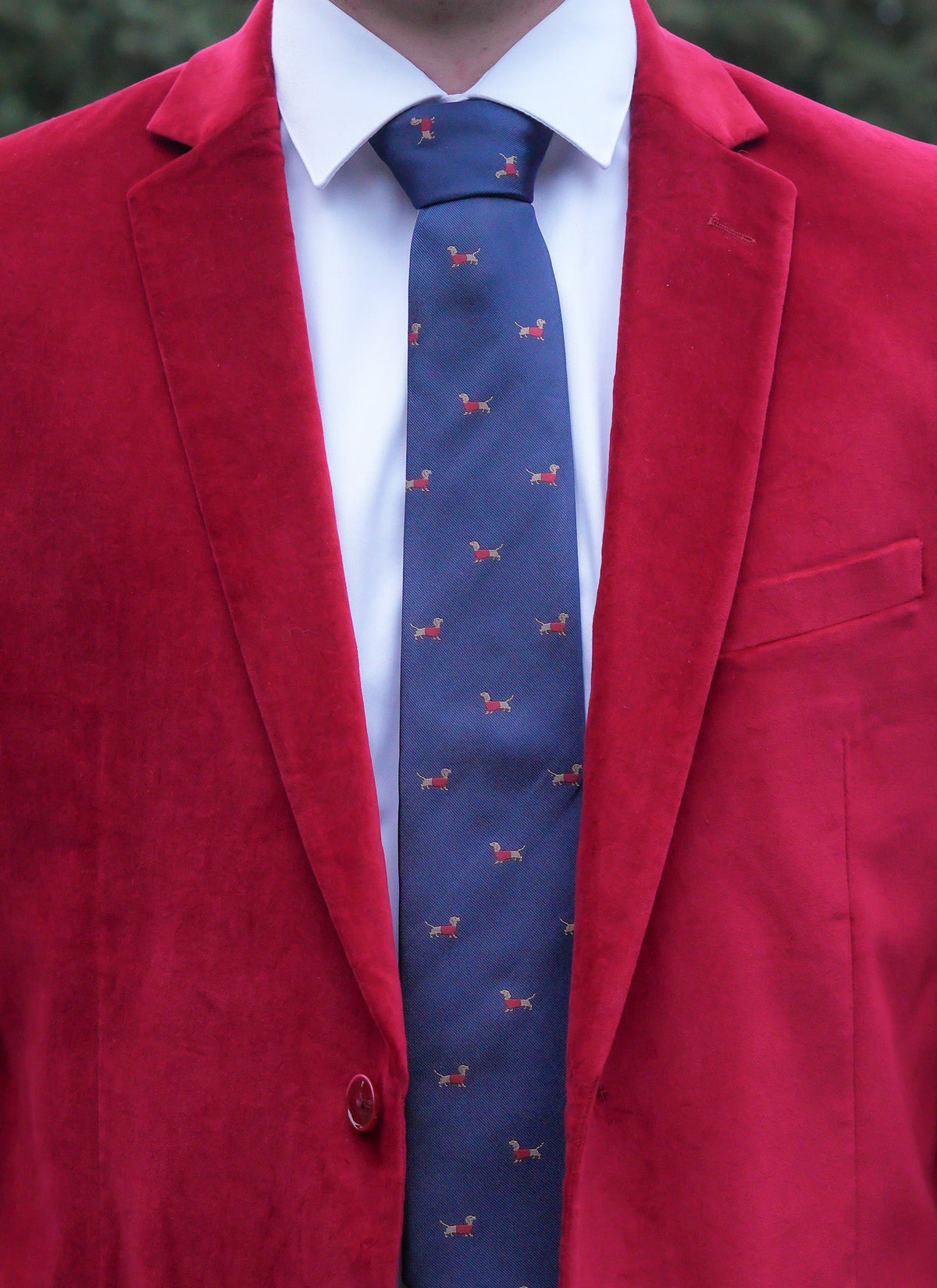 Christmas Dachshund Dog Necktie - Navy High Cotton