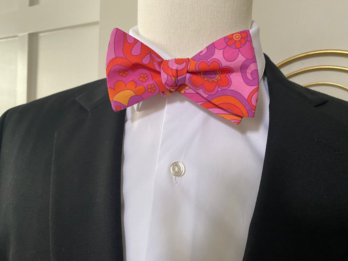Groovy Hot Pink and Orange Bow Tie High Cotton