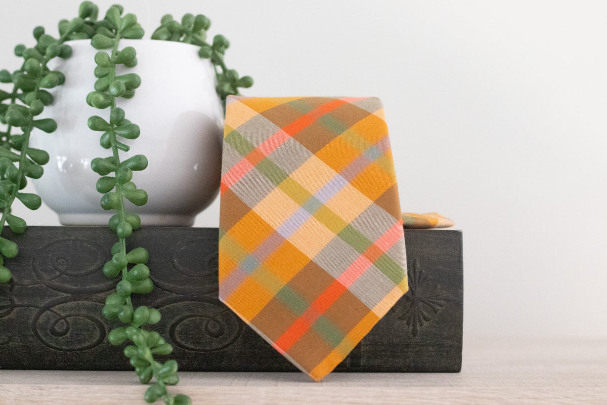 Autumn Plaid Cotton Necktie High Cotton