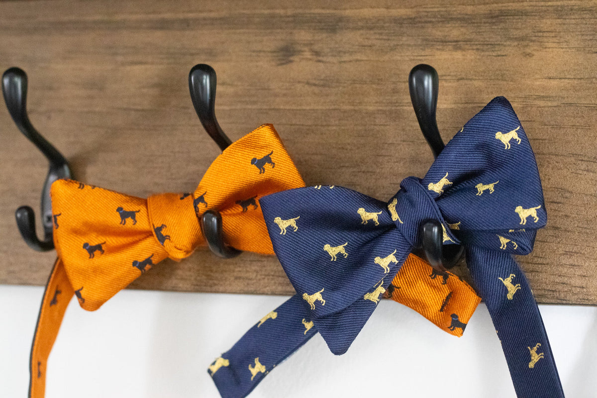 Black Labrador Dog Bow Tie - Orange High Cotton