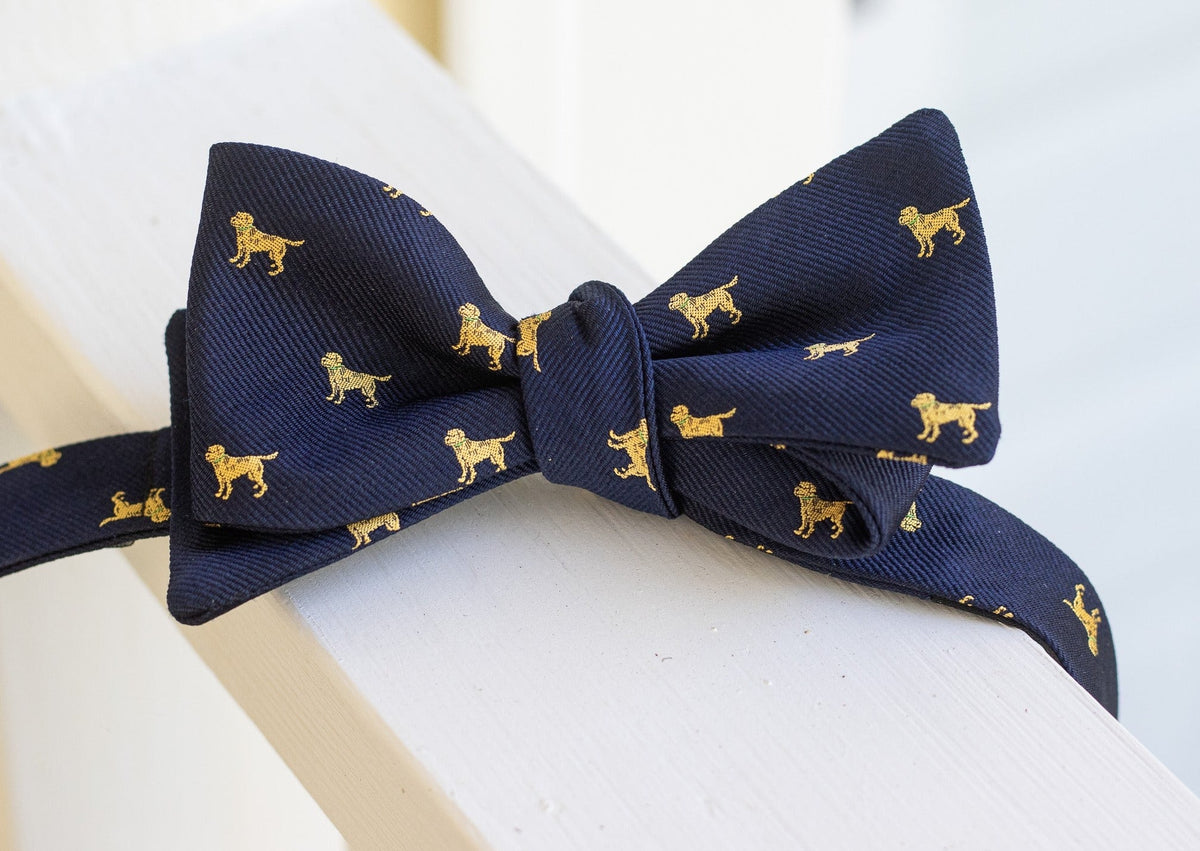 Yellow Labrador Dog Bow Tie - Navy High Cotton