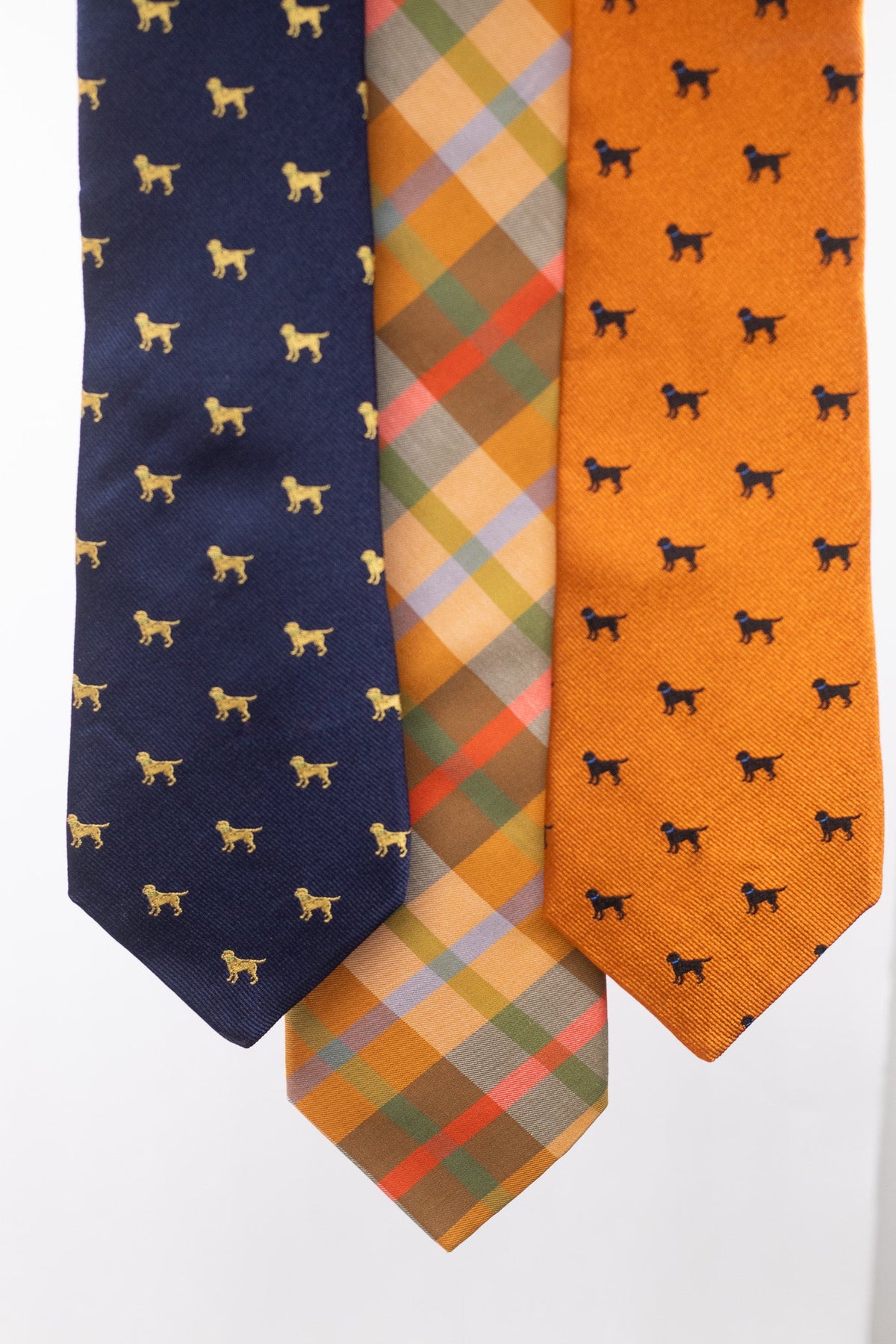 Black Labrador Dog Necktie - Orange High Cotton
