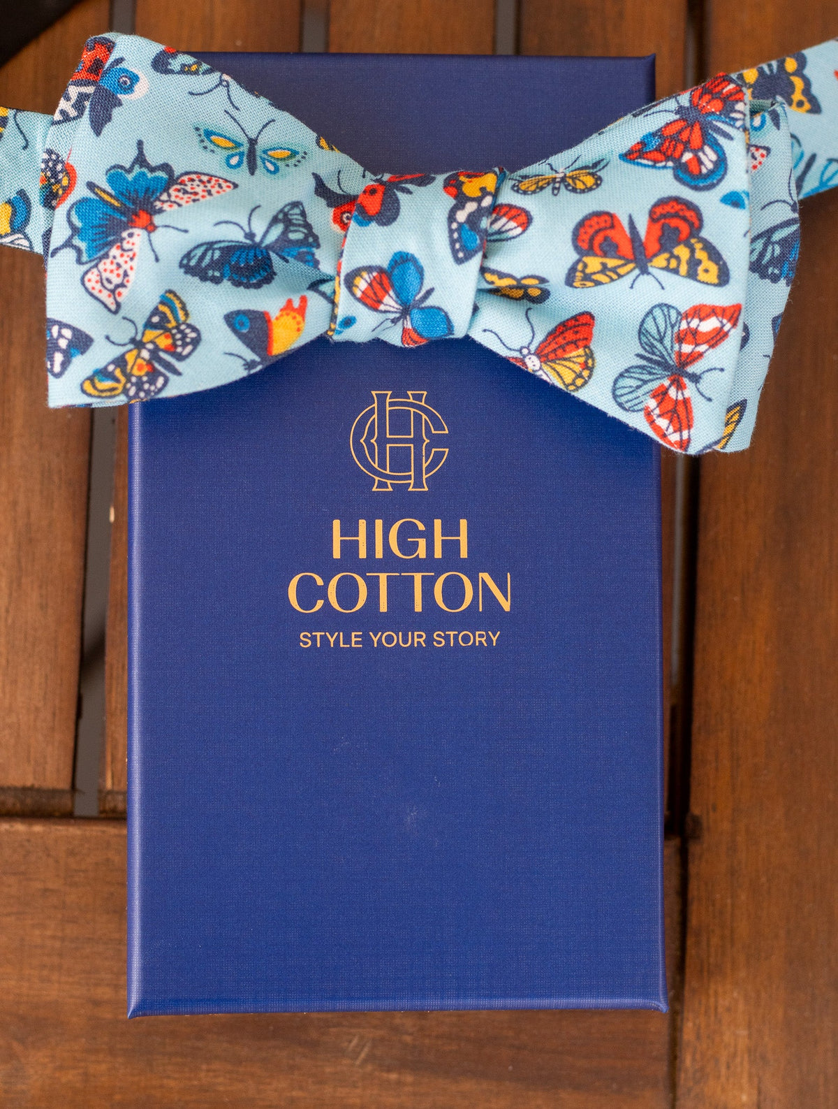 Social Butterfly Bow Tie - Blue High Cotton