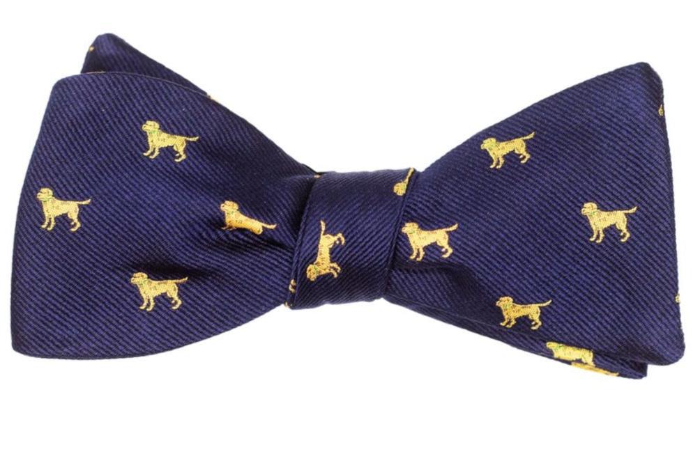 Yellow Labrador Dog Bow Tie - Navy High Cotton
