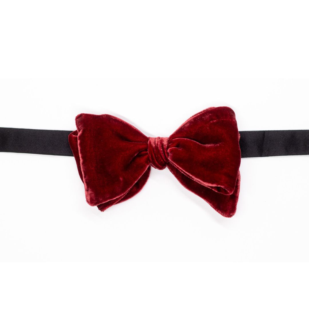 Burgundy Velvet Pre-Tied Bow Tie High Cotton Ties