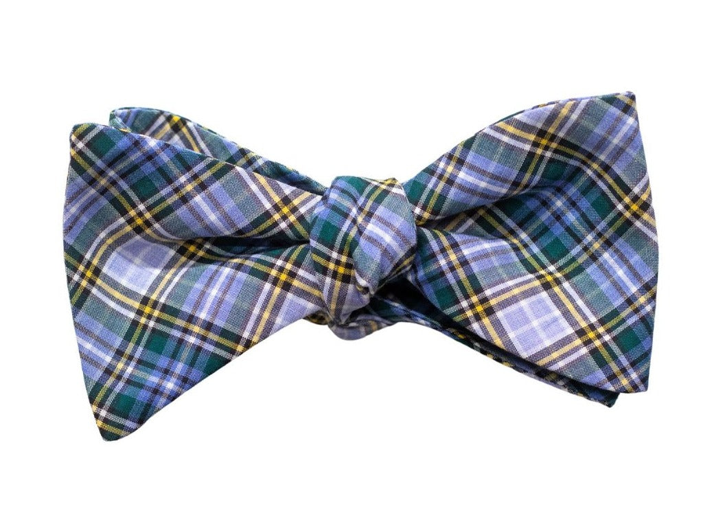 Big Sky Blue Plaid Cotton Bow Tie High Cotton
