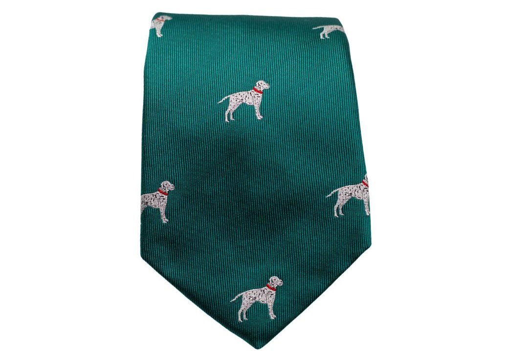 Dalmatian Dog Necktie- Emerald Green High Cotton