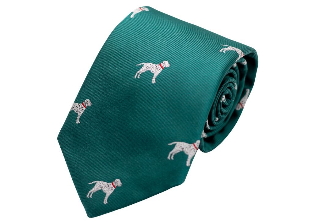 Dalmatian Dog Necktie- Emerald Green High Cotton