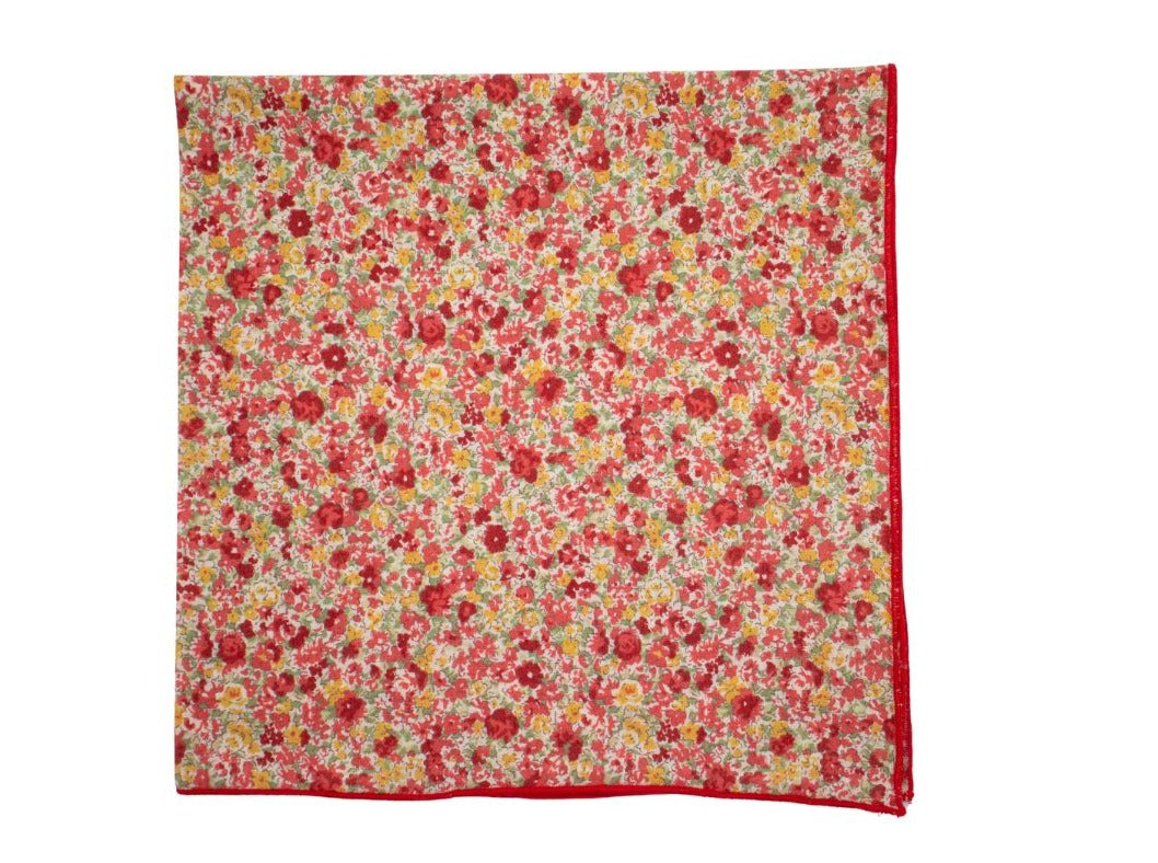 Run for the Roses Red Floral Pocket Square High Cotton