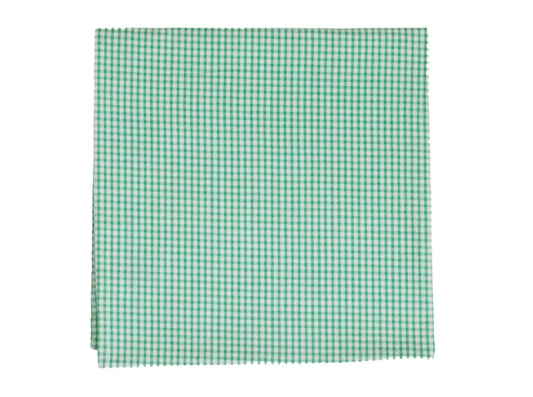 Kelly Green Seersucker Gingham Pocket Square High Cotton Ties