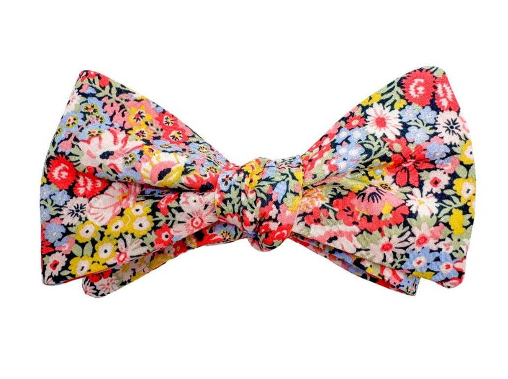 Peach Floral Cotton Bow Tie High Cotton