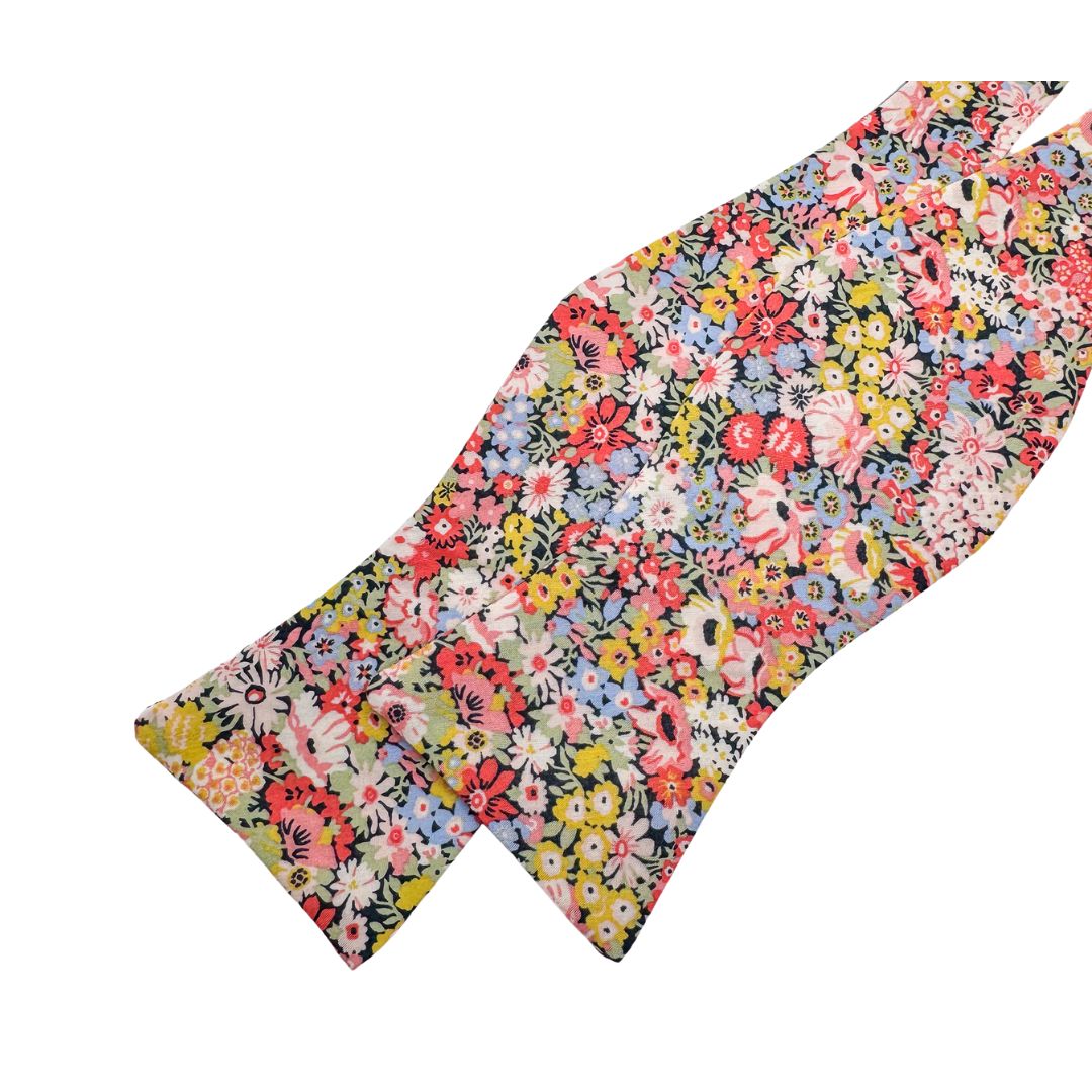 Peach Floral Cotton Bow Tie High Cotton