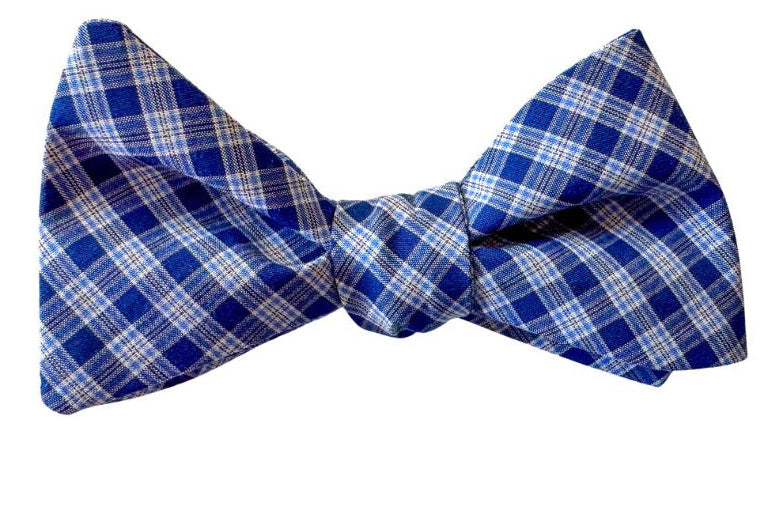 Carolina Sky Blue Plaid Cotton Bow Tie