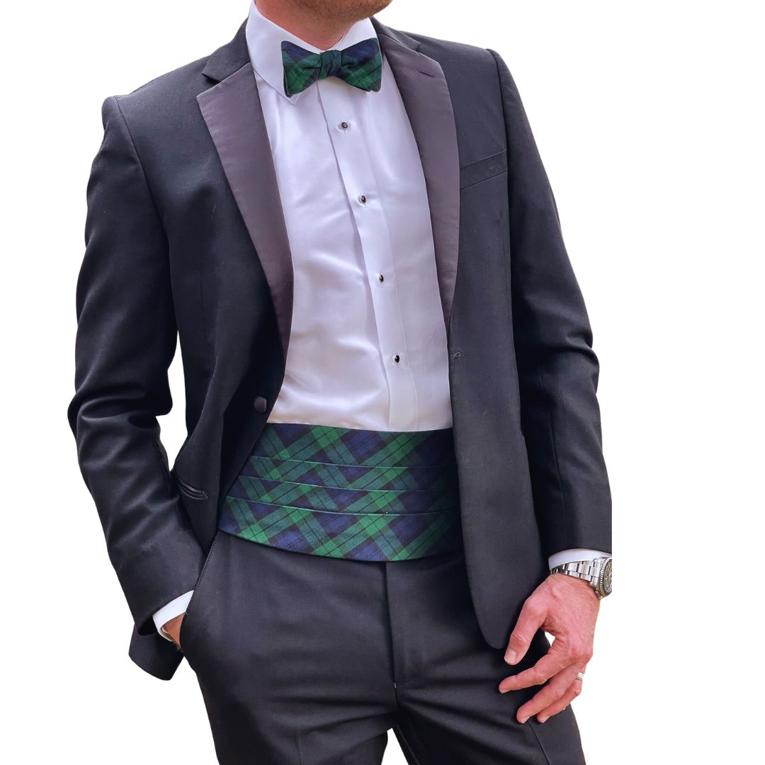 Black Watch Tartan Cummerbund Set High Cotton