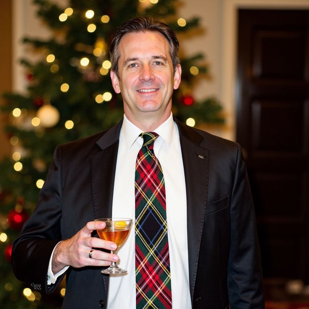 Black Stewart Tartan Necktie High Cotton