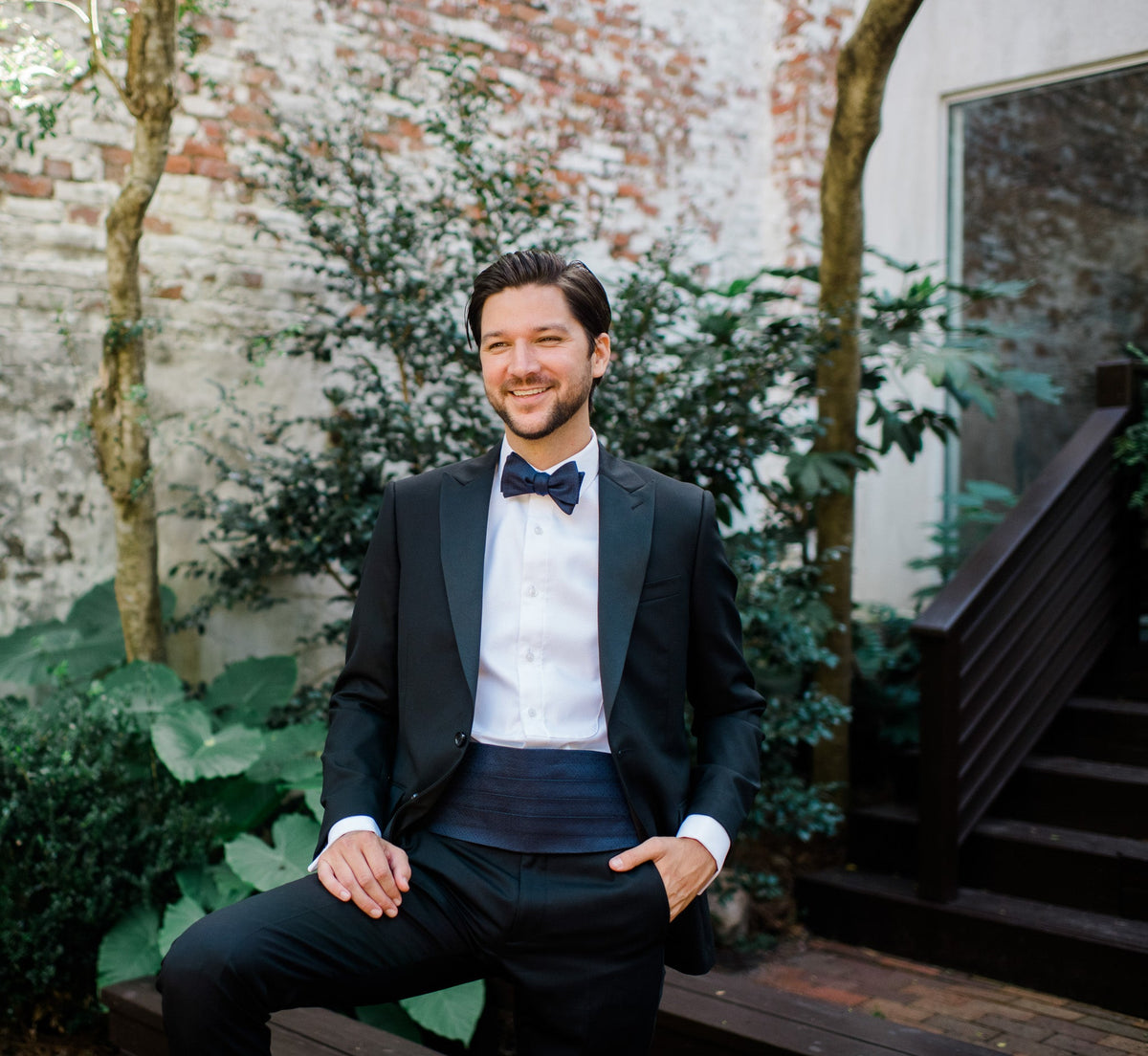 Midnight Blue Spin Dot Cummerbund Set High Cotton