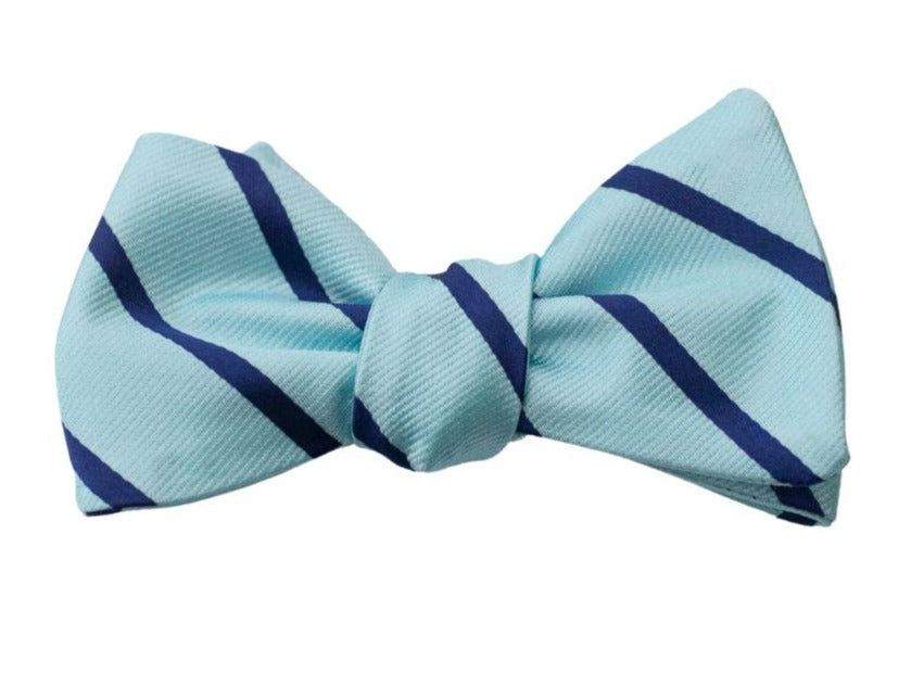 Shore Thing Stripe Bow Tie - Teal with Navy Stripe