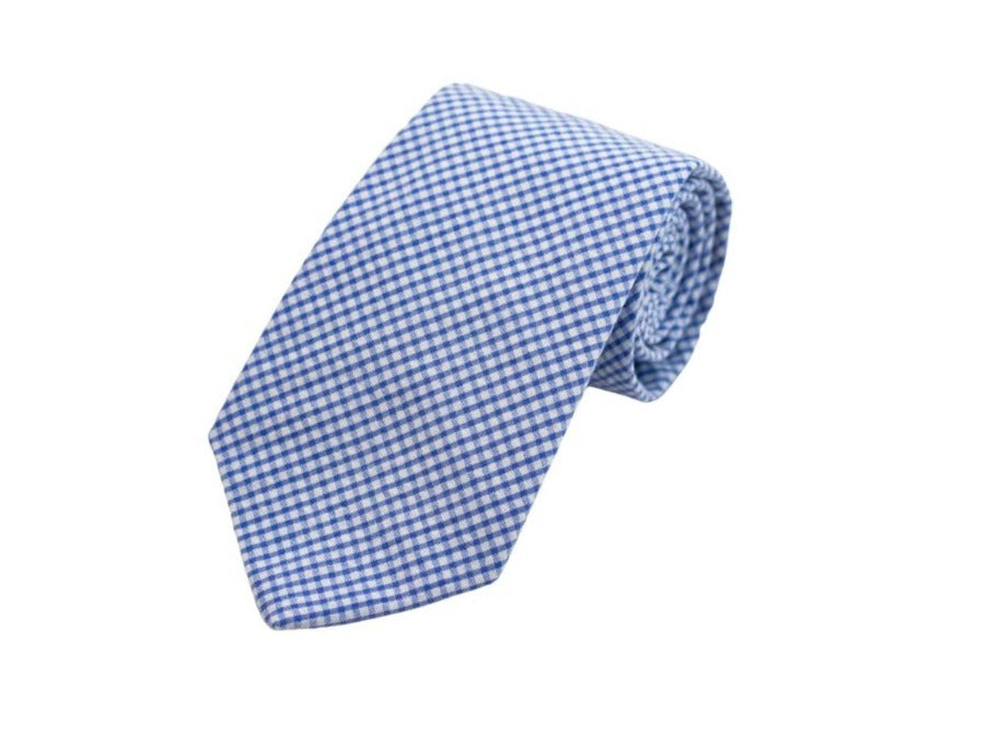 Royal Blue Seersucker Gingham Necktie High Cotton