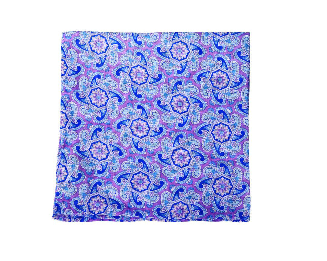 Purple Derby Paisley Pocket Square High Cotton