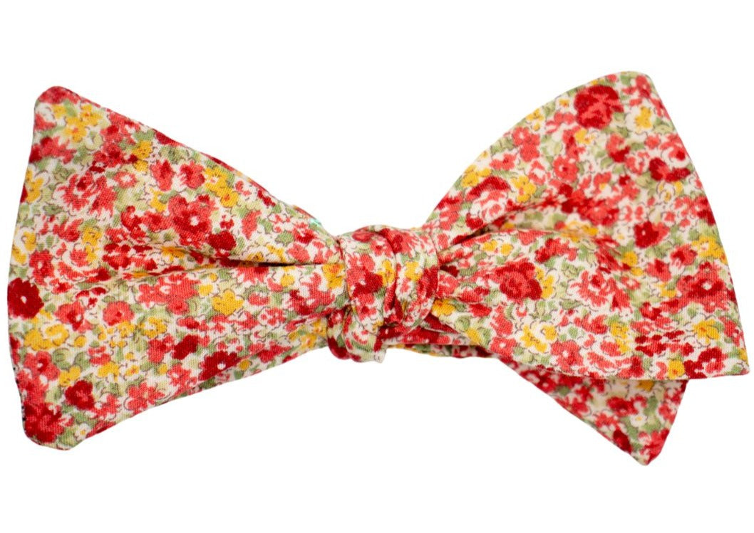 Run for the Roses Red Floral Cotton Bow Tie