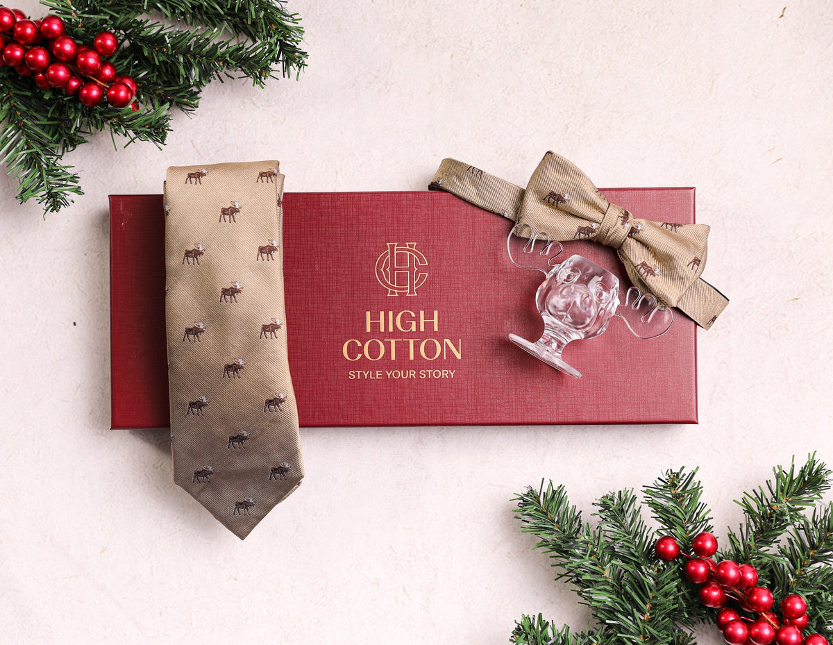 Moose Necktie - Khaki High Cotton