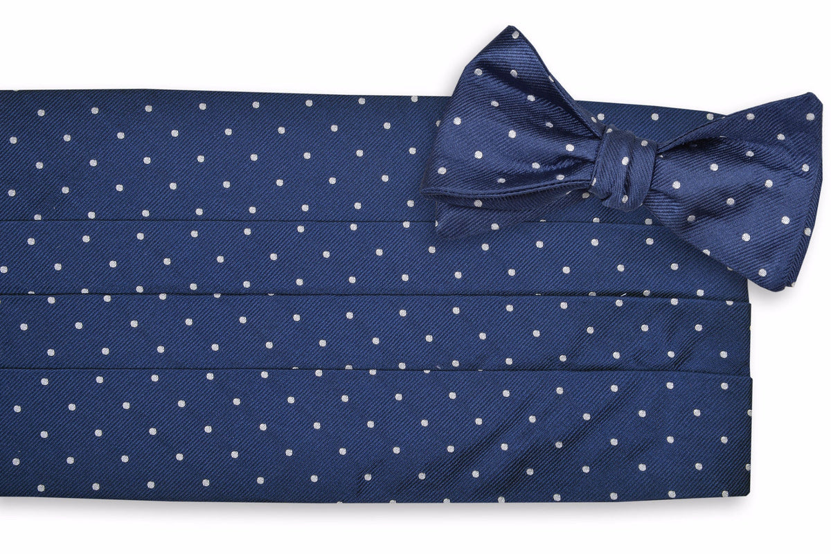 Classic Navy Dot Cummerbund Set High Cotton Ties