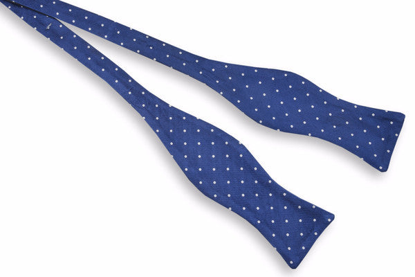 mens navy blue bow tie with white polka dots