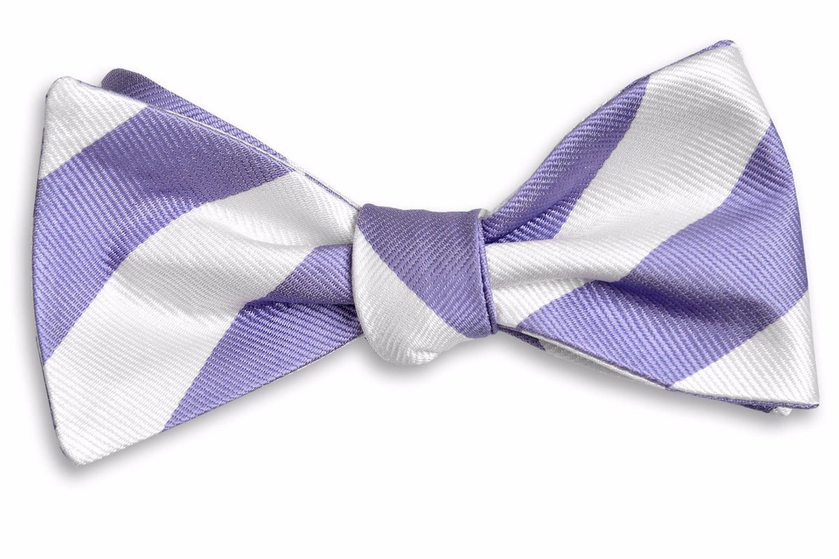Soft Lavender and White Stripe Bow Tie High Cotton Ties