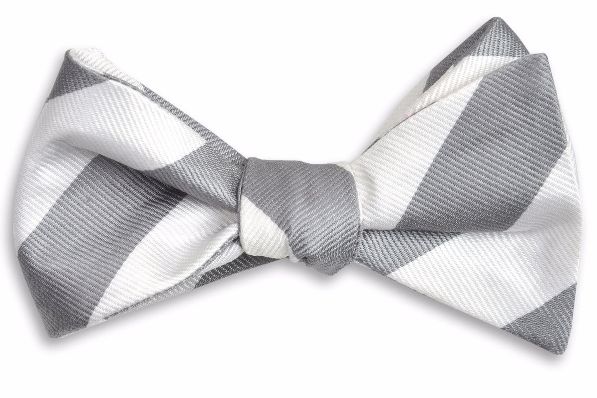 Dusty Gray and White Stripe Bow Tie High Cotton Ties