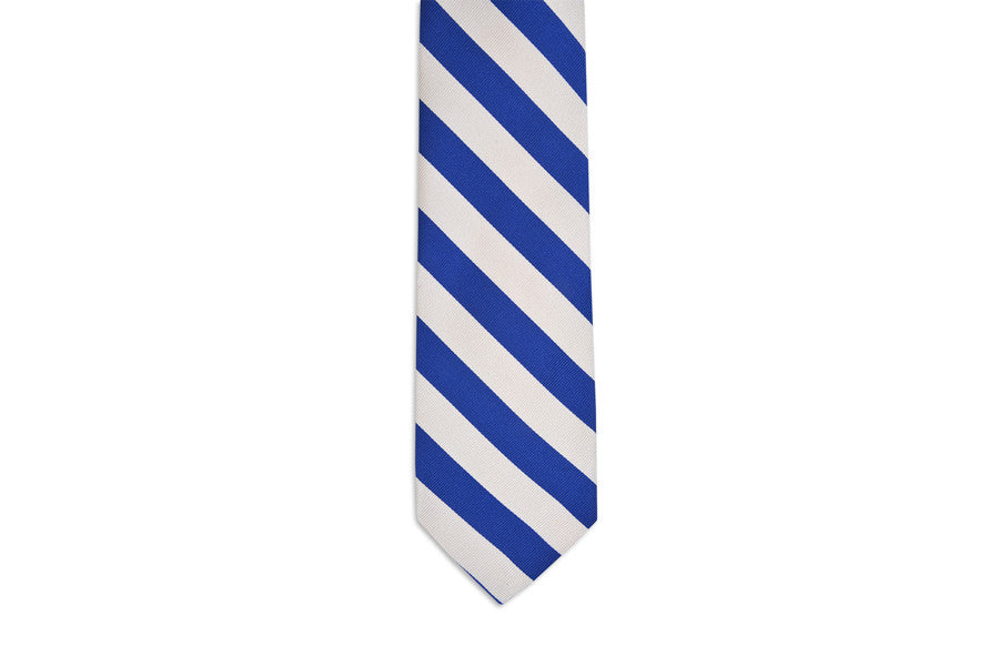 All American Stripe Necktie - Royal and White
