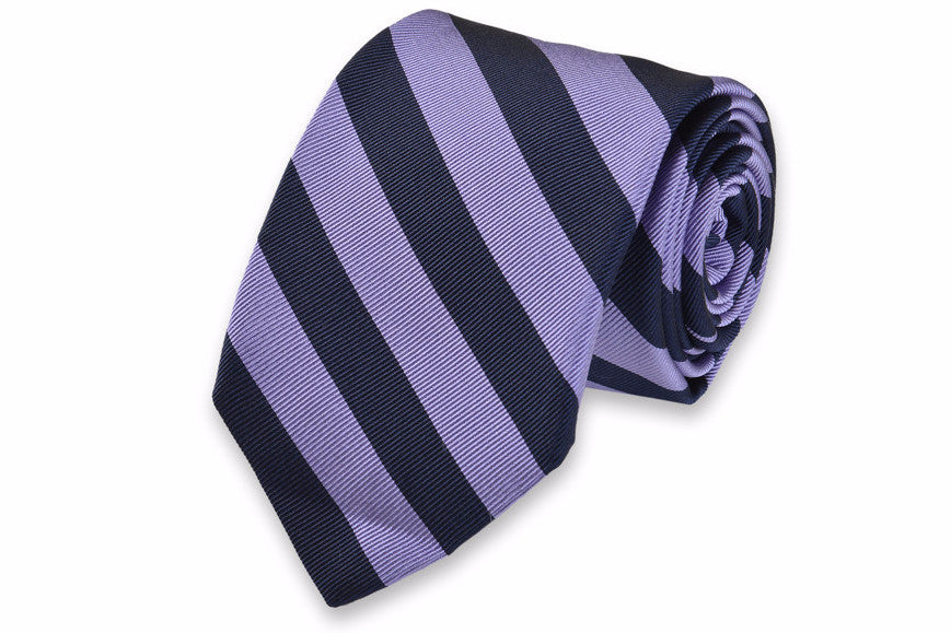 All American Stripe Necktie - Lavender and Navy