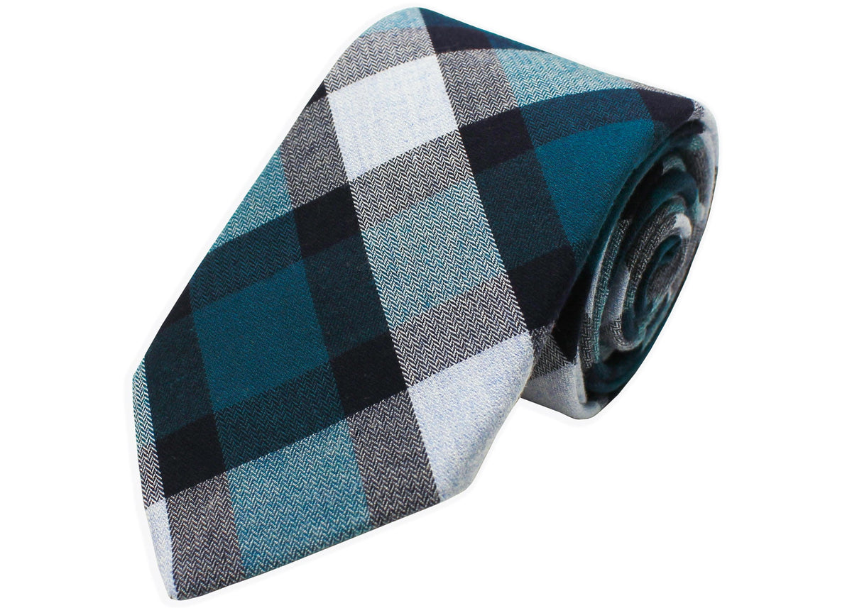 Nordic Plaid Necktie - Peacock High Cotton