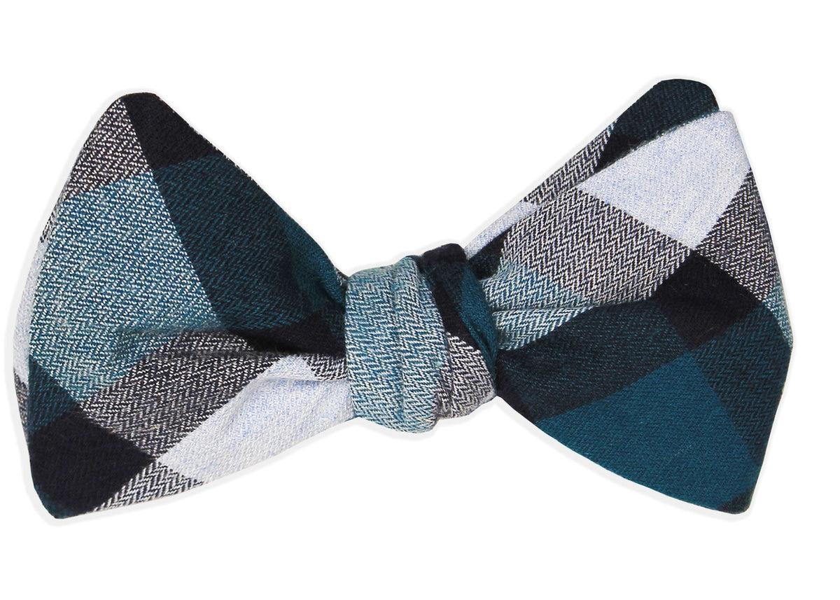 Nordic Plaid Bow Tie - Peacock High Cotton