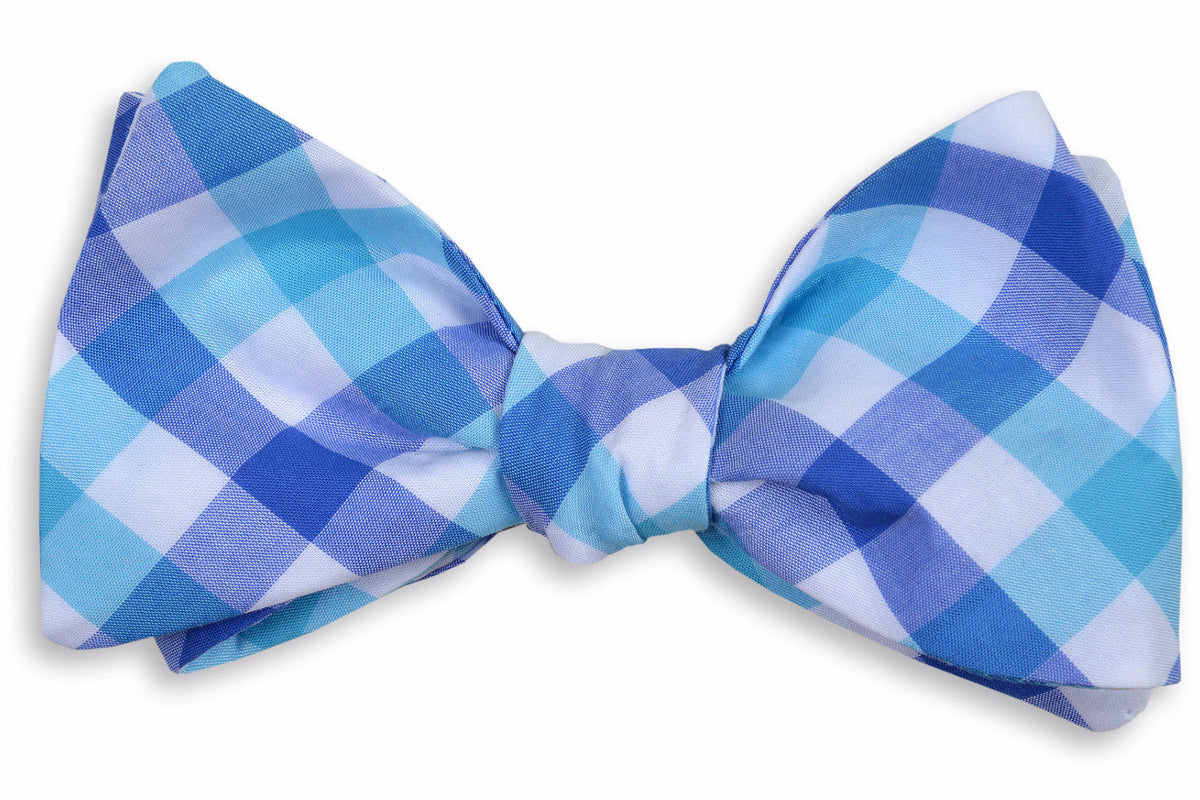 Battery Check Bow Tie - Blue High Cotton