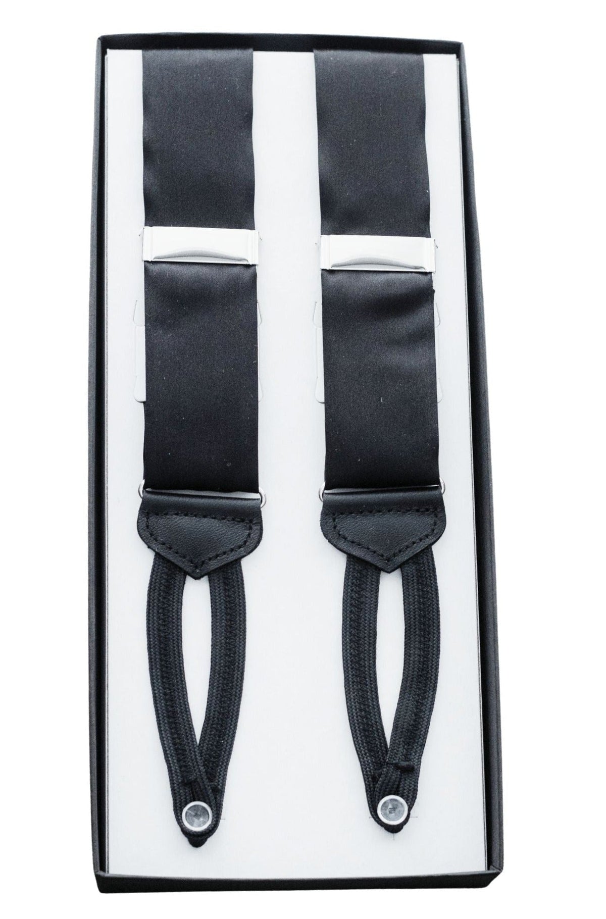 Black Satin Silk Suspenders High Cotton