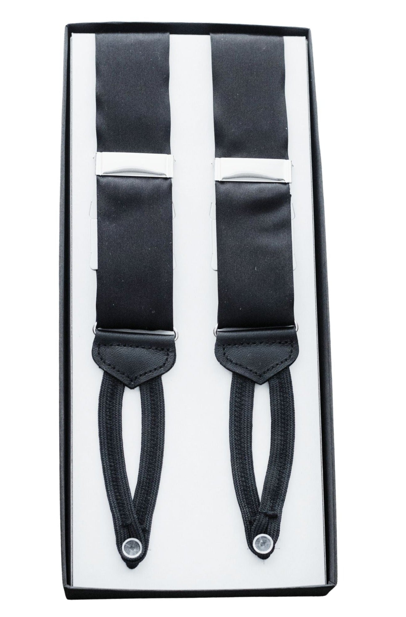 Black Satin Silk Suspenders