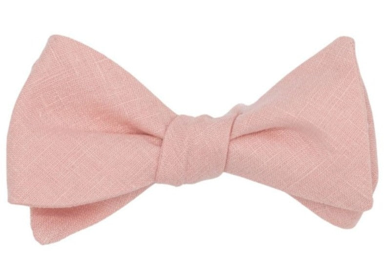 Blush Pink Linen Bow Tie