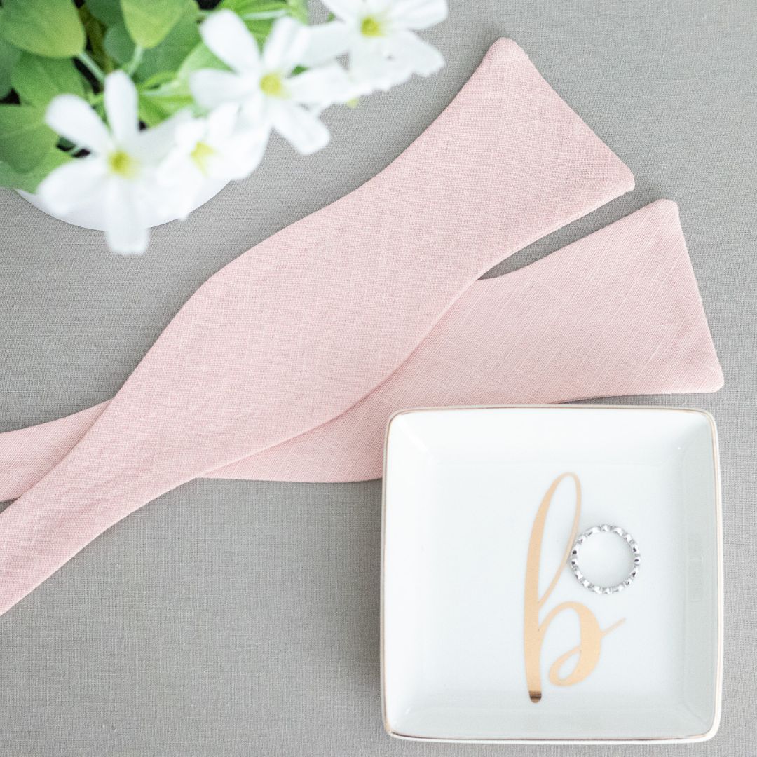 Blush Pink Linen Bow Tie High Cotton