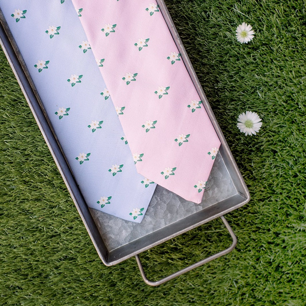 Magnolia Flower Necktie - Pink High Cotton
