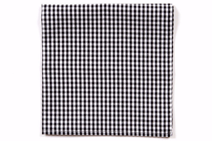 Black Gingham Pocket Square High Cotton Ties