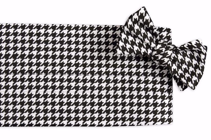 Black Houndstooth Cummerbund Set High Cotton Ties