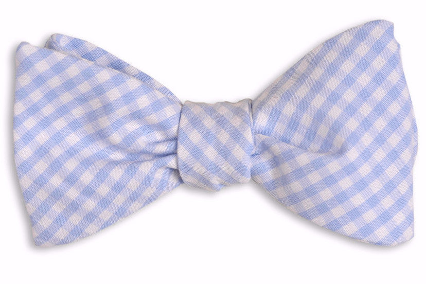 Carolina Blue Gingham Bow Tie High Cotton Ties