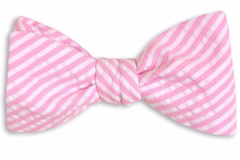 Hot Pink Seersucker Stripe Bow Tie High Cotton Ties