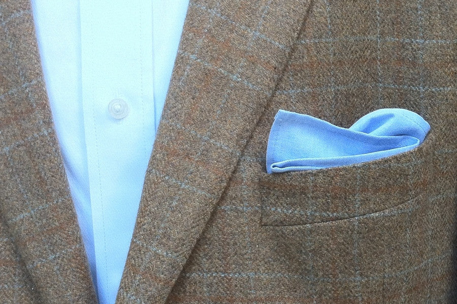 Light Blue Chambray Pocket Square High Cotton Ties